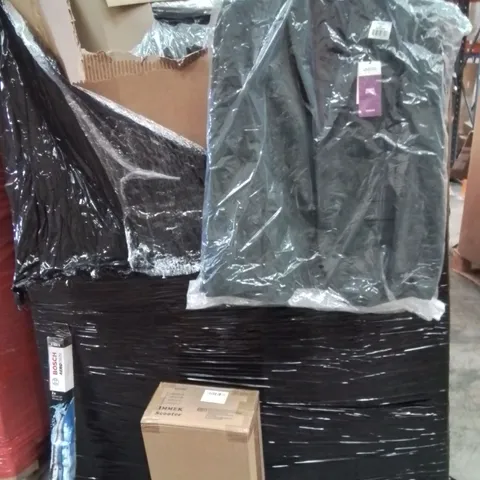 PALLET CONTAINING A LARGE QUANTITY OF SCOOTERS AND LONDON BURTONS MEN WEAR BLAZERS