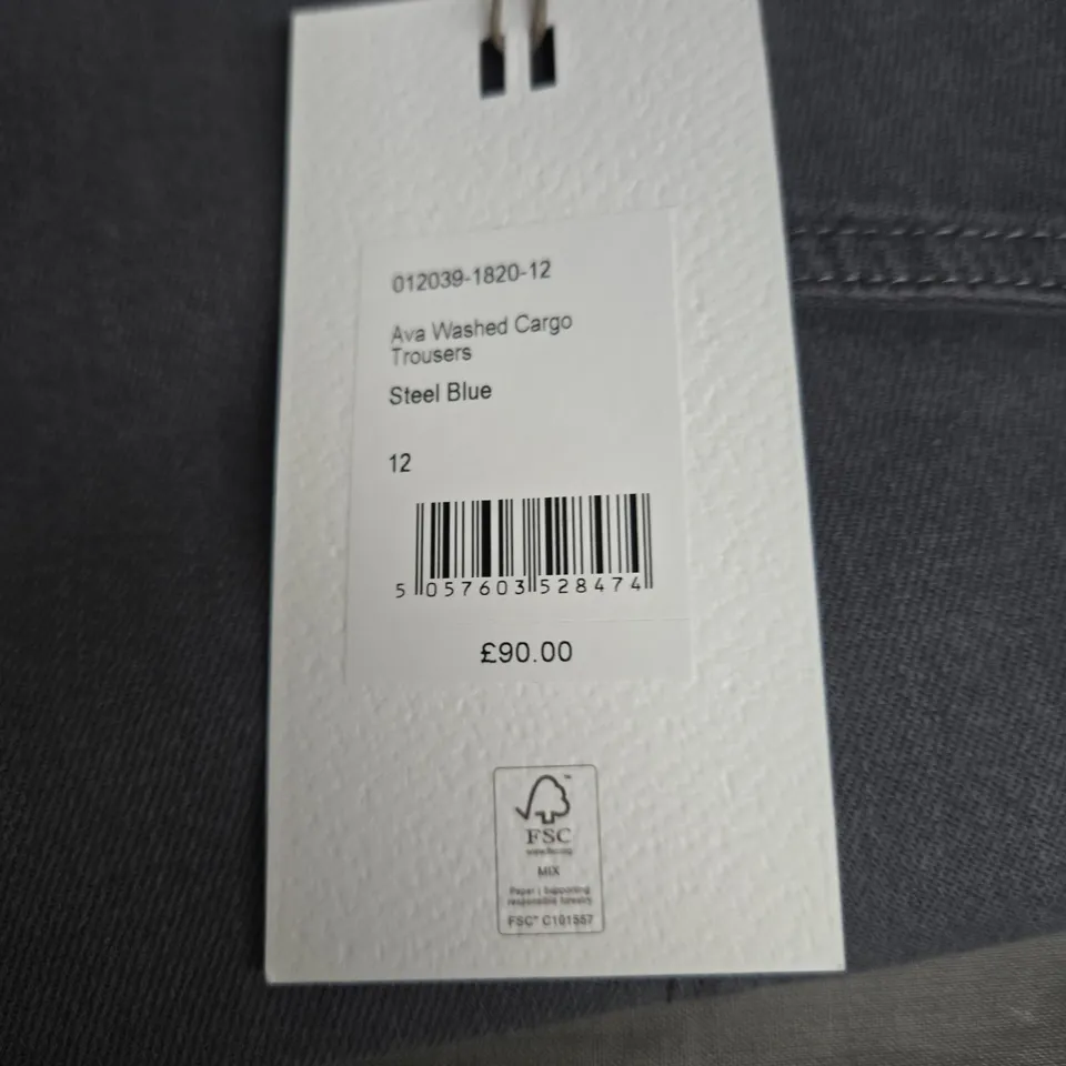 HUSH AVA WASHED CARGO TROUSERS SIZE 12