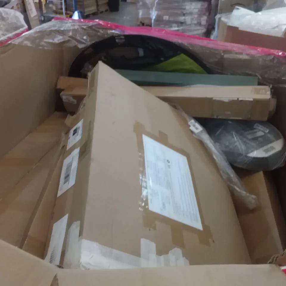 PALLET OF ASSORTED ITEMS INCLUDING AIR COOLERS, CHRALIFE DUFFEL BAG, HOME PULL UP BAR, NIKE ARCHERY SET, 3 KIDS SCOOTER, BELEEV  SCOOTER