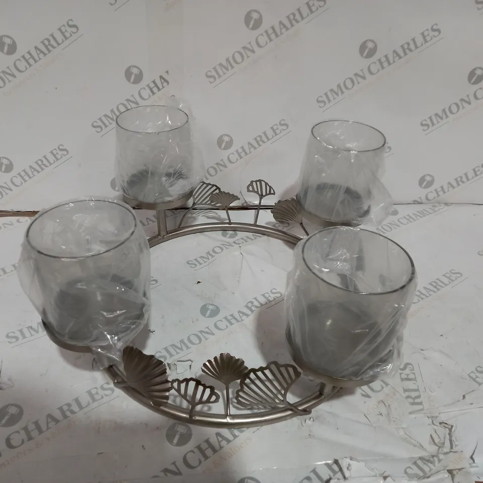 ALISON CORK GINKO CENTREPIECE CANDLE HOLDER - SILVER