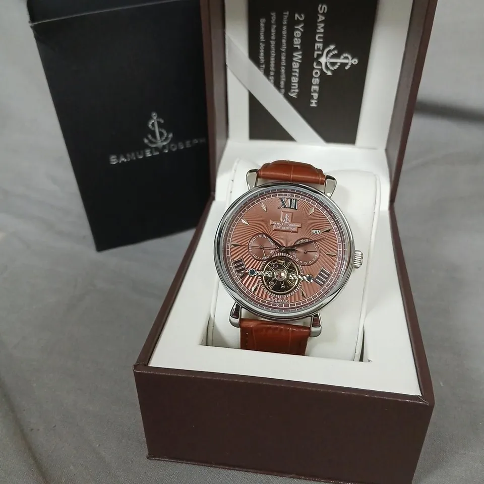 SAMUEL JOSEPH AUTOMATIC LIMITED EDITION SILVER BROWN DIAL WATCH (SJ0001)