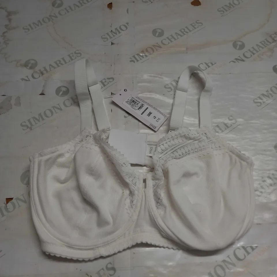 M&S WHITE CASUAL LACE BRA - 38E