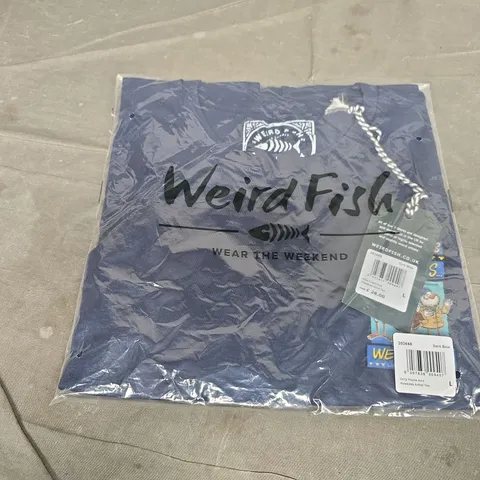 BAGGED WEIRD FISH ONLY FOWLS AND AND HAWKSES ARTIST TEE IN DARK BLUE - LARGE