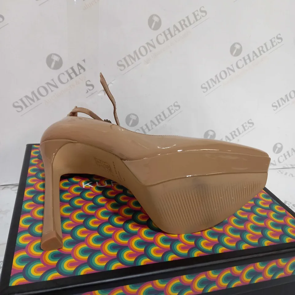 BOXED KURT GEIGER LONDON BEIGE HEELS - UK SIZE 6.5