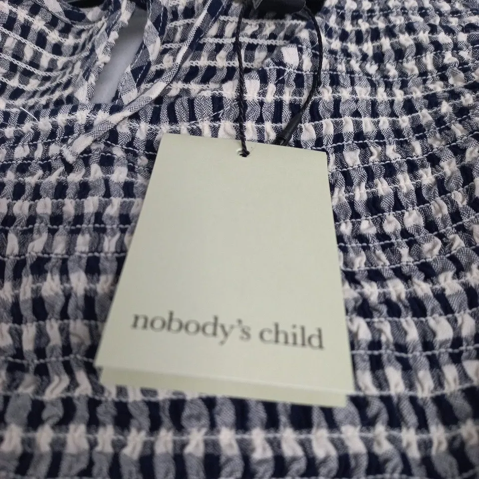 NOBODY'S CHILD RUTH JUMPSUIT – NAVY & WHITE CHECK, UK 8 (EU 36, USA 4)