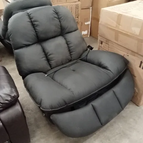 DESIGNER BLACK FAUX LEATHER SWIVEL RECLINER CHAIR
