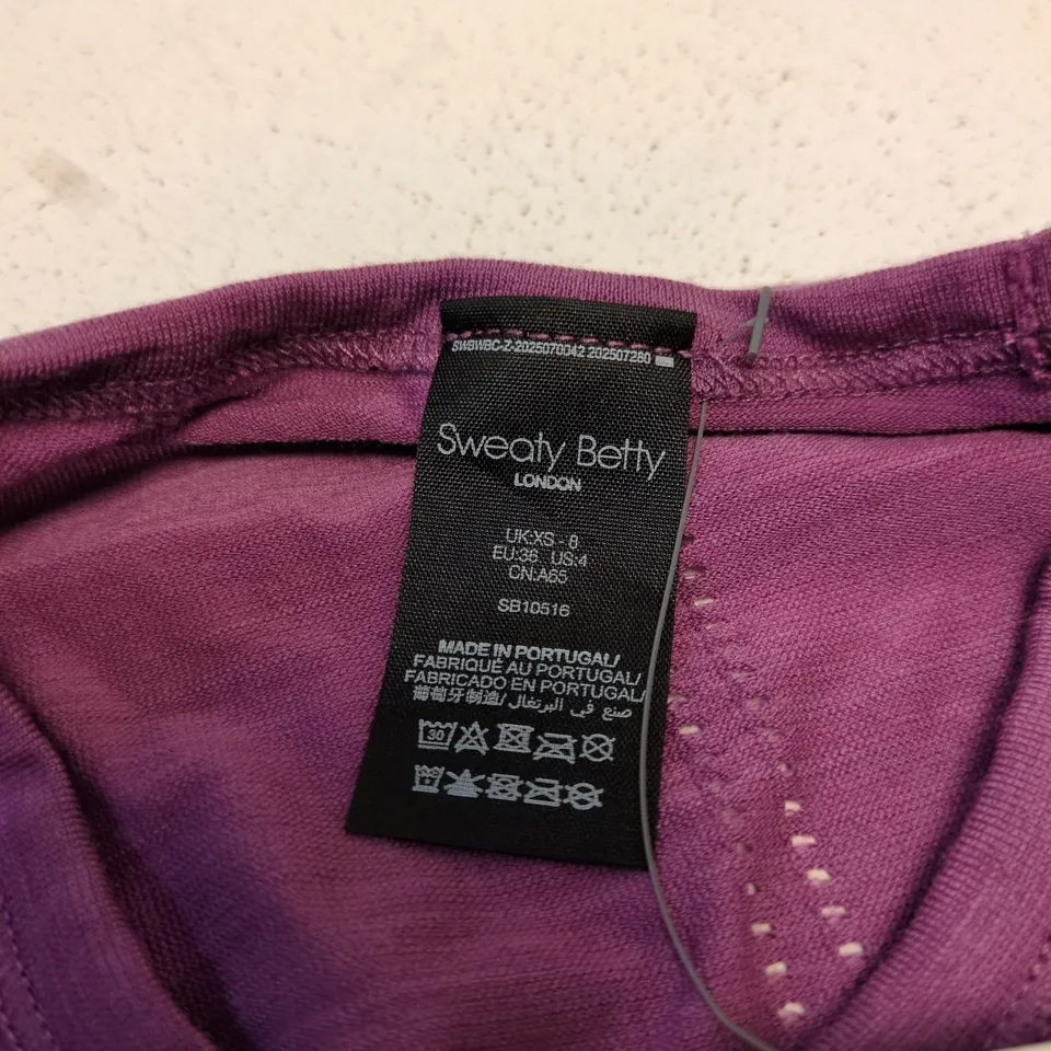 SWEATY BETTY MERINO LONG SLEEVE RUN TOP – ARGYLE PURPLE, XS