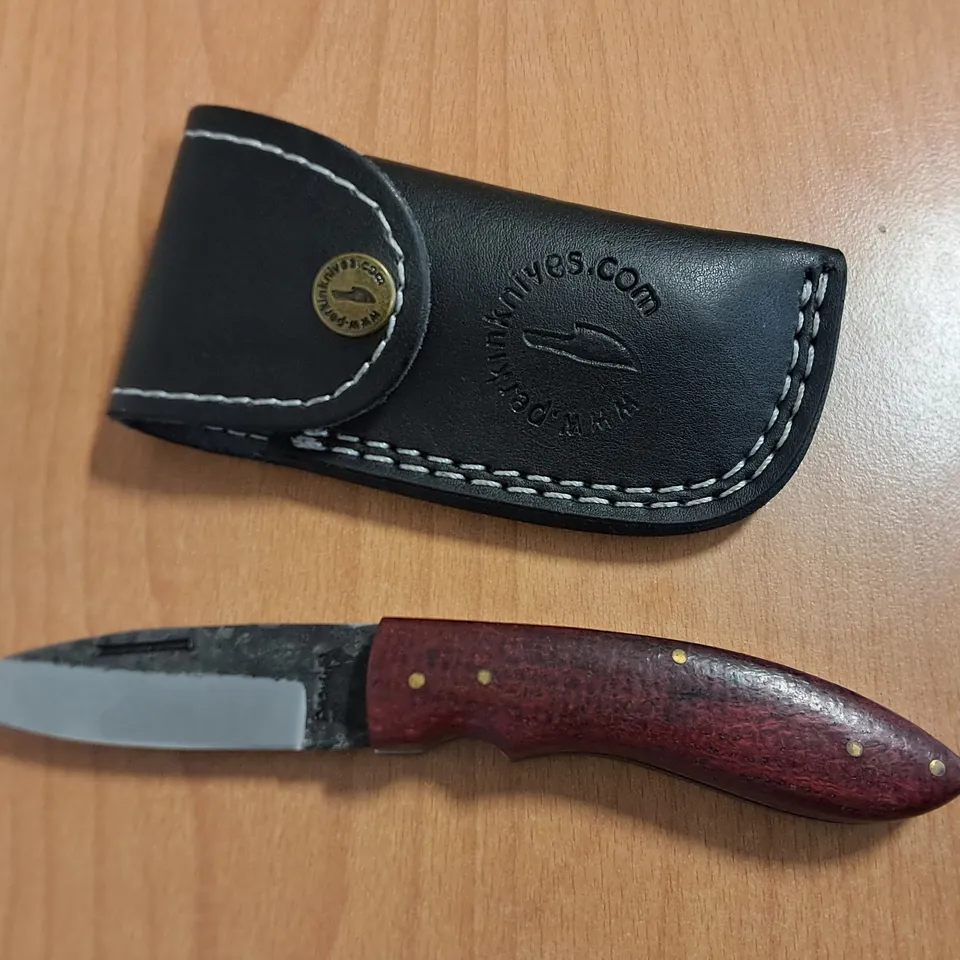 PERKIN KNIVES 2.5" NON-LOCKING FOLDING KNIFE WITH RED WOODEN HANDLE 