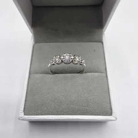 18CT WHITE GOLD FIVE STONE GRADUATED HALF ETERNITY RING SET WITH NATURAL DIAMONDS