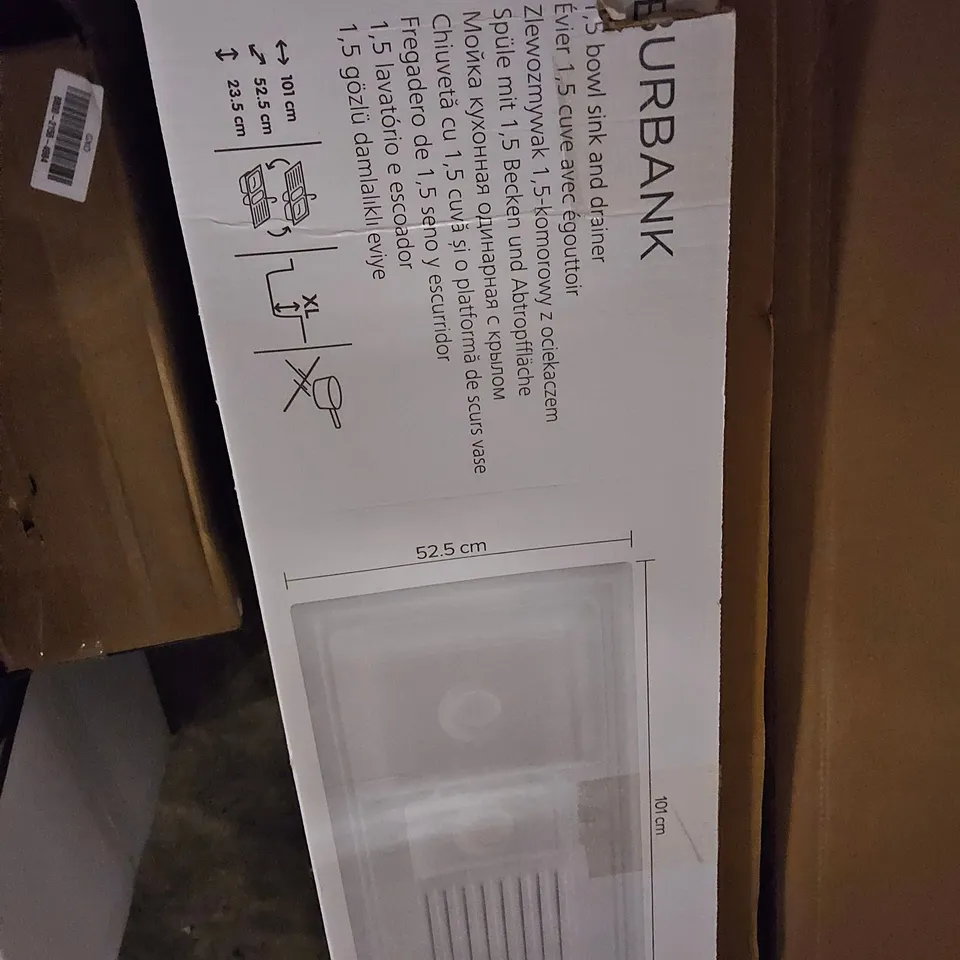 BOXED COOKE & LEWIS BURBANK CERAMIC 1.5 BOWL SINK & DRAINER