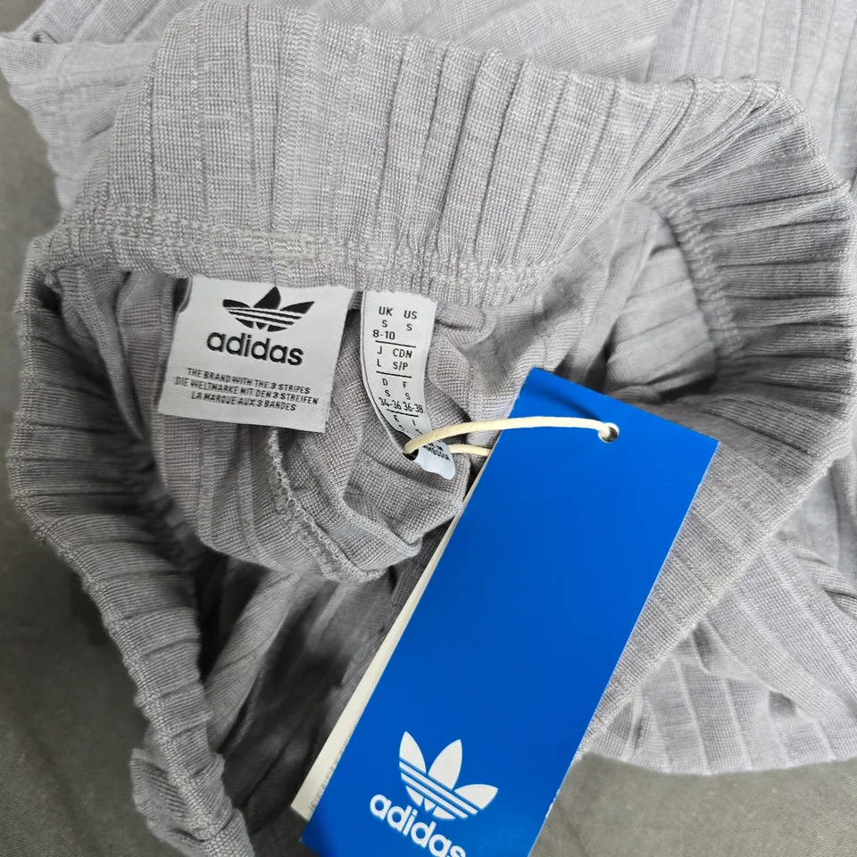 ADIDAS WOMEN'S GREY RIBBED KNIT JOGGERS - UK SMALL