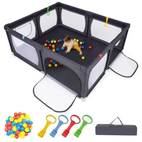 BOXED INDOOR SAFETY PLAY FENCE INFANT ACTIVITY CENTER WITH 50 OCEAN BALLS