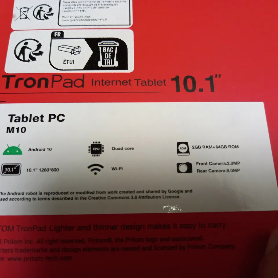 BOXED PRITOM TRON PAD 10.1" INTERNET TABLET