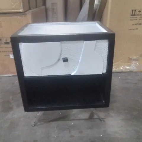 BOXED BEDSIDE TABLE BLACK AND WHITE