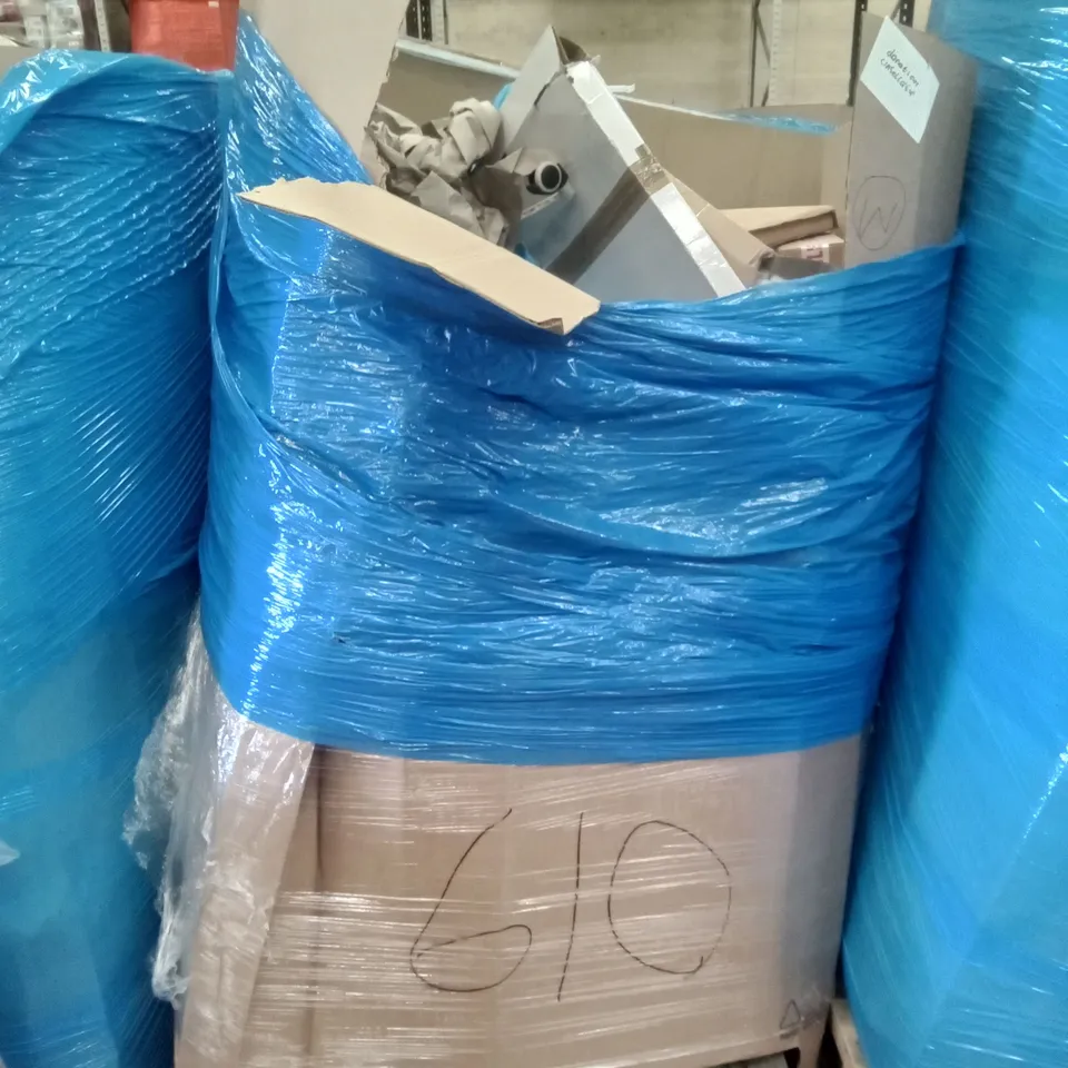 PALLET OF ASSORTED ITEMS INCLUDING HOMIDEC DRYING RACK, CROYDEX GENEVA TOILET SEAT, SECURA BATH SHOWER SET, TOPLUS YOGAMAT, WALL CLOCK, OFFICE CHAIR 
