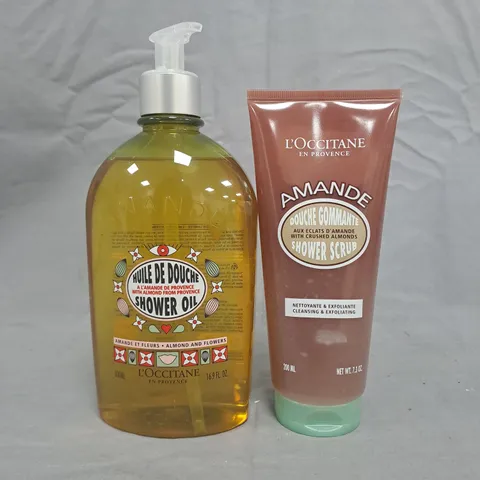 L'OCCITANE ALMOND SHOWER OIL (500ML) & ALMOND SHOWER SCRUB (200ML) DUO - SET OF 2