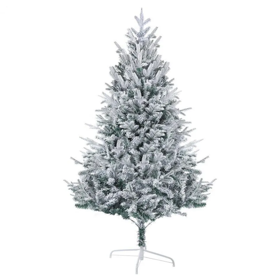BOXED 180CM WHITE REALISTIC PINE FLOCKED CHRISTMAS TREE 