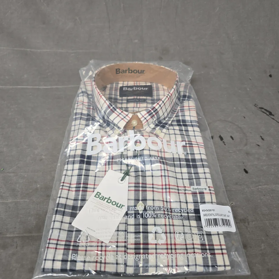 BAGGED BARBOUR DRAFT HILL REGULAR FIT SHIRT - SIZE XL