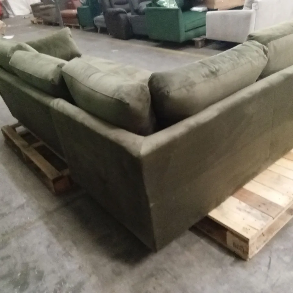 BOE 4 SEATER CORNER SOFA BED - OLIVE VELVET