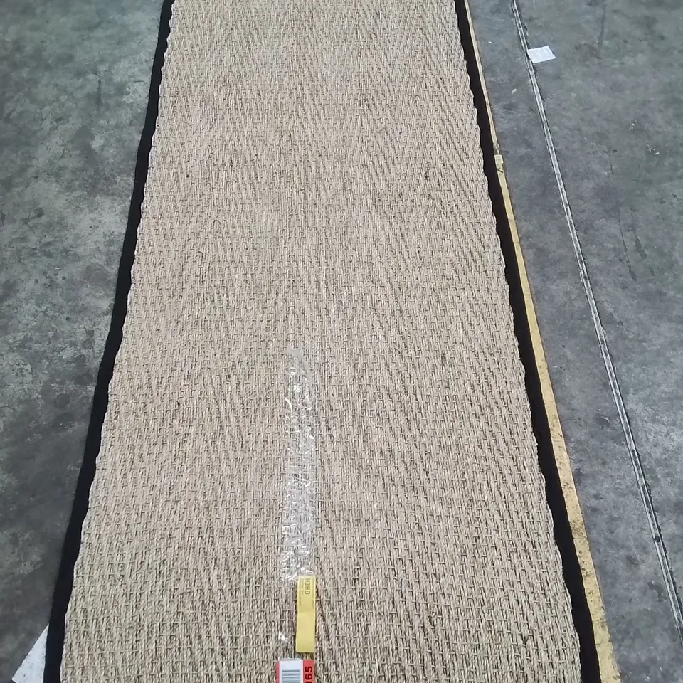 COPPLE HOOKED NATURAL RUG APPROXIMATELY 240X77CM