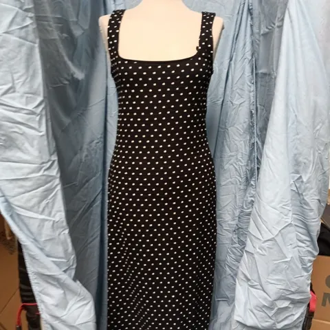 ZARA BLACK POLKA DOT MAXI DRESS – SIZE L, MADE IN TURKEY