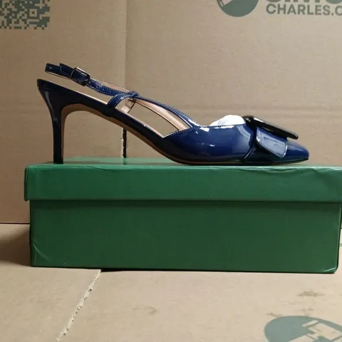 BOXED PAIR OF CASTAMERE POINTED TOE MID-STILETTO HEELS IN DEEP OCEAN BLUE SIZE EU 42.5