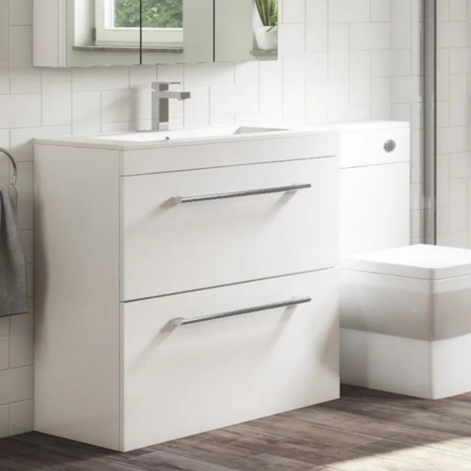 BOXED ASHFORD 800MM FLOORSTANDING VANITY UNIT WHITE GLOSS