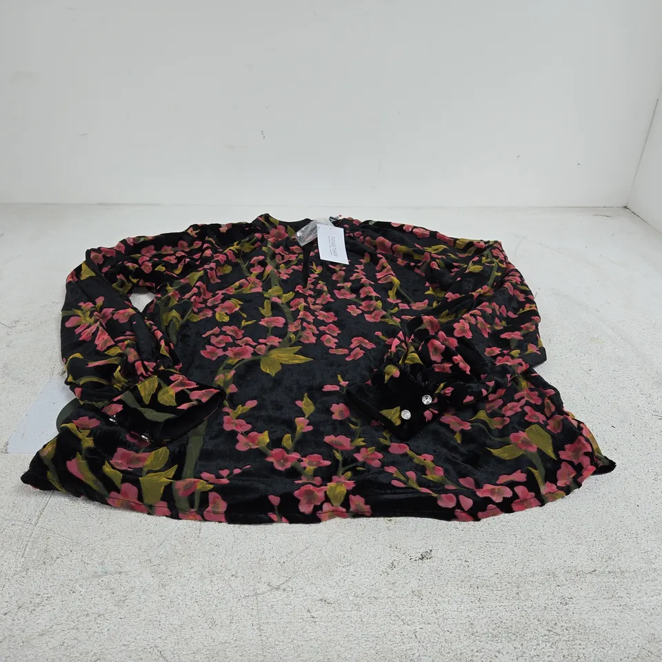 TOGETHER BLACK WITH FLOWER DESIGN TOP UK 8 TAGGED