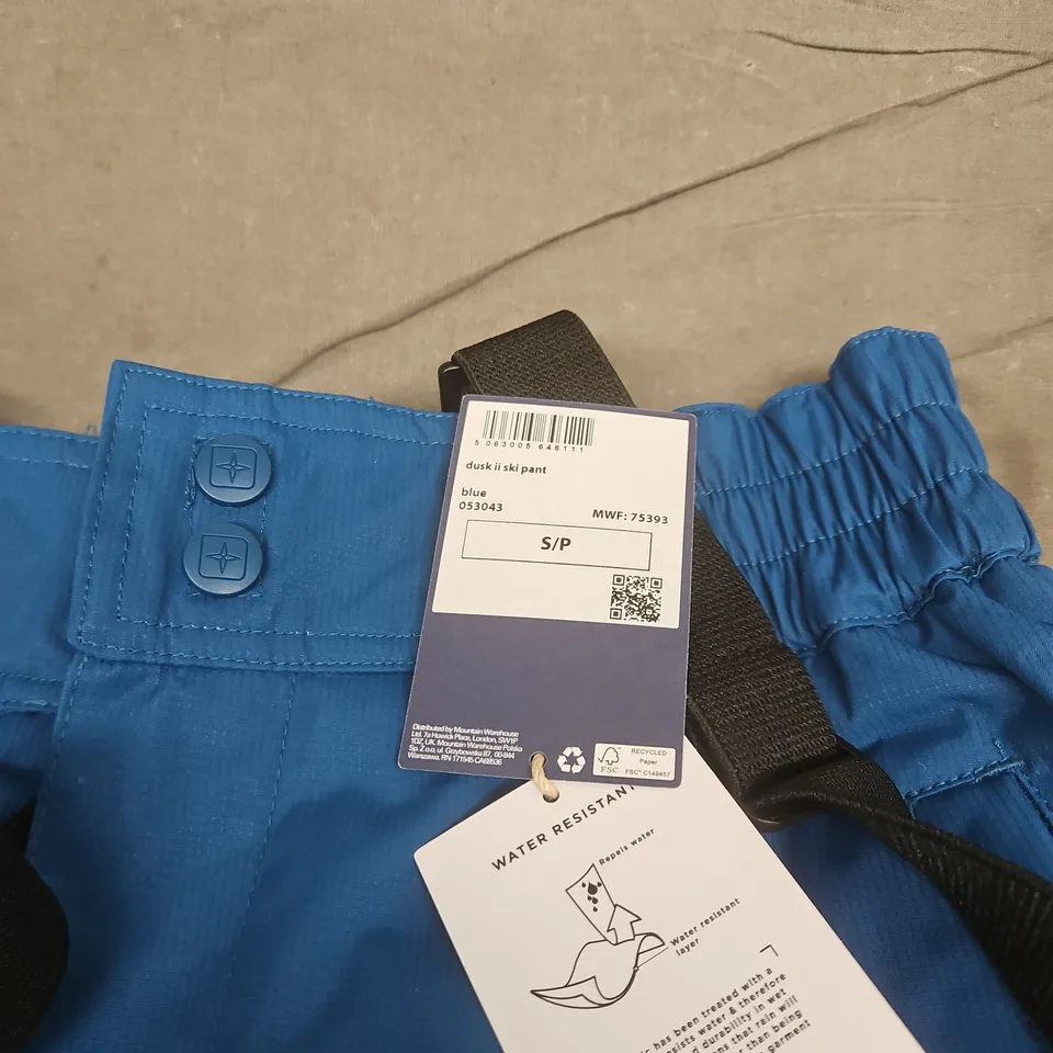 MOUNTAIN WAREHOUSE DUSK II SKI PANT BLUE SIZE S/P WITH TAGS