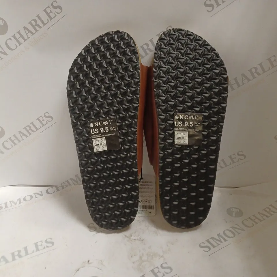 ONCAI TAN LEATHER EFFECT SANDALS- UK 8.5