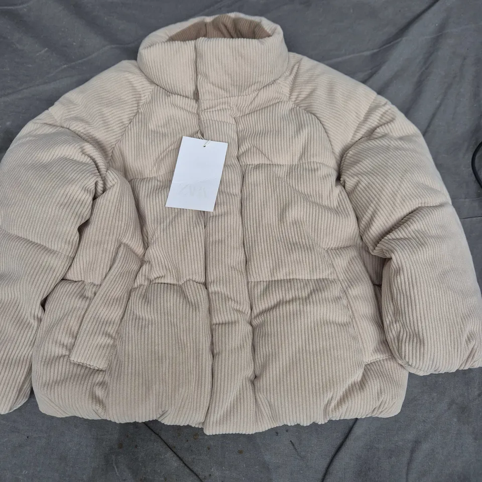 Zara Kids Corduroy Puffer Jacket – Beige, UK 6-7 Years (116 cm)