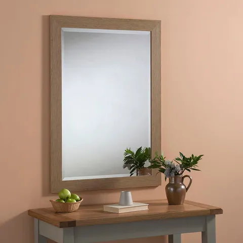 BRAND NEW BOXED HOMESDIRECT365 DECORATIVE NATURAL OAK 127 x 43CM WALL MIRROR