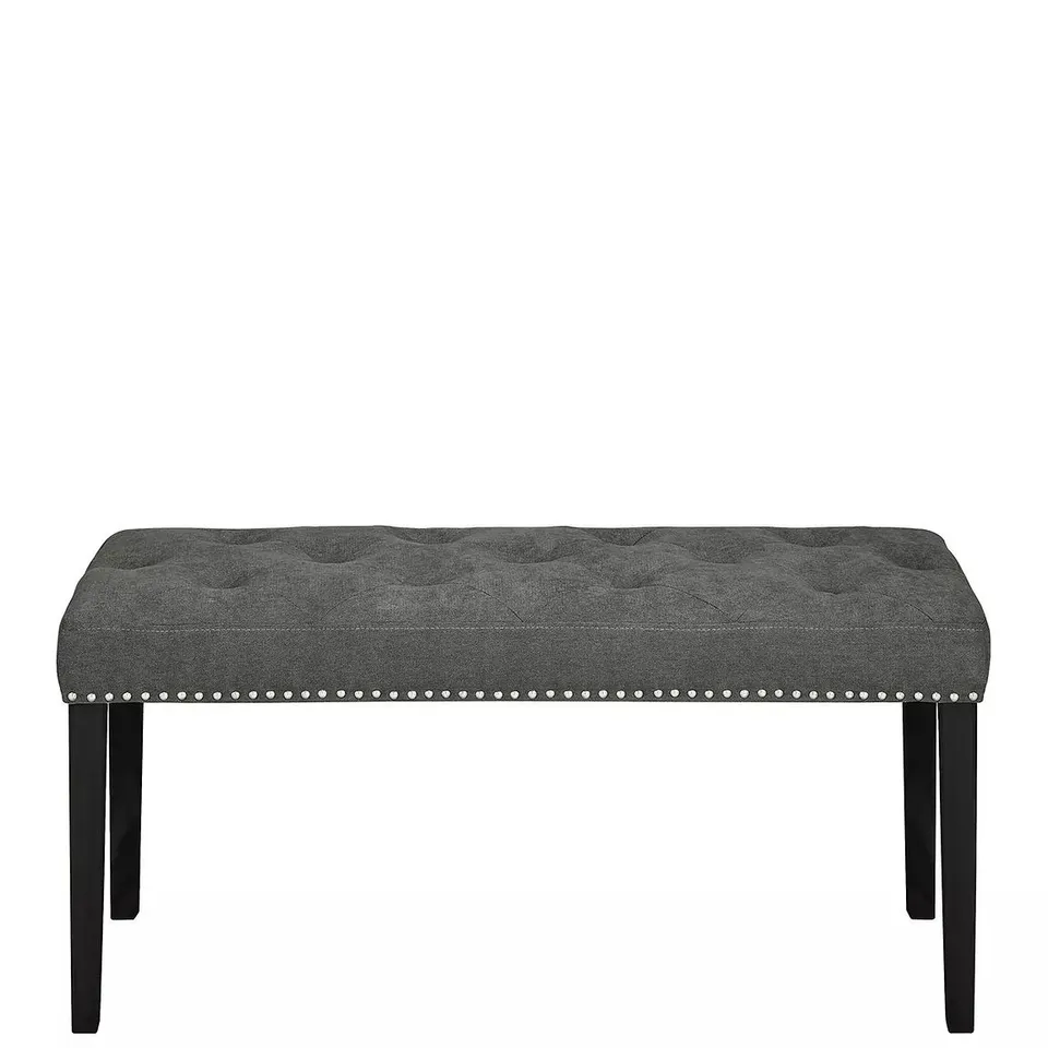 WARWICK VELVET BENCH - CHARCOAL/BLACK