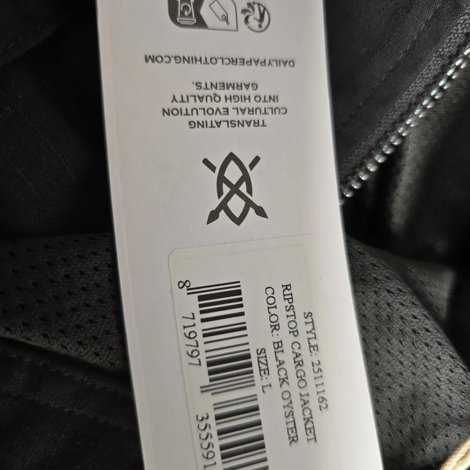 DAILY PAPER RIPSTOP JACKET – BLACK OYSTER, SIZE L