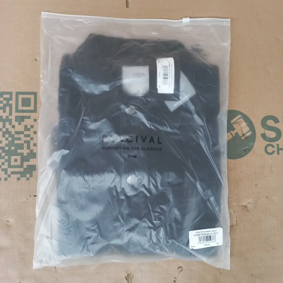 BAGGED PERCIVAL GOVE CHORE DENIM JACKET IN BLACK SIZE MEDIUM