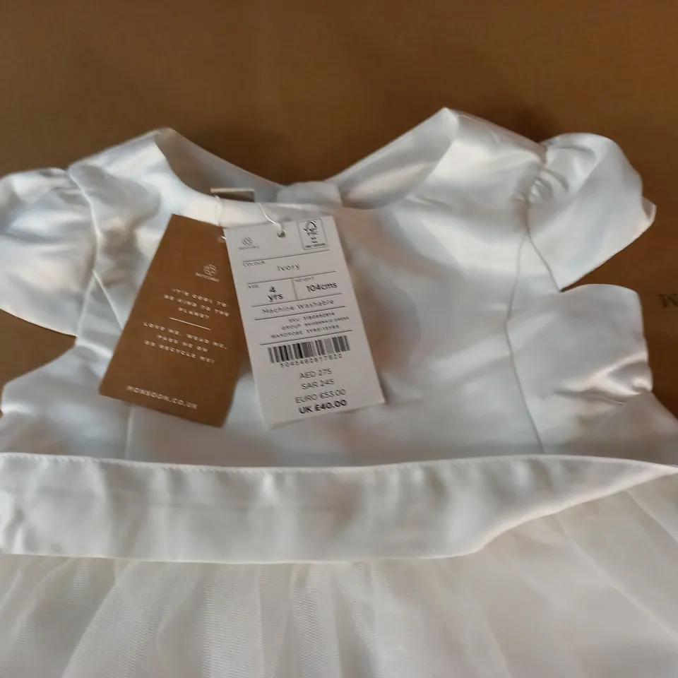 MONSOON KIDS PARTY PERFECT IVORY DRESS - 4 YEARS 104CM