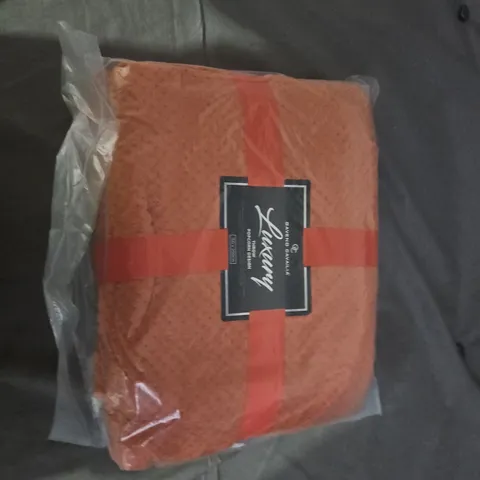 ORANGE TEXTURED THROW BLANKET (PLASTIC-WRAPPED)