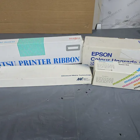BOX OF APPROXIMATELY 15 ASSORTED PRINTER TONER CARTRIDGES TO INCLUDE FUJITSU, FACIT AND EPSON