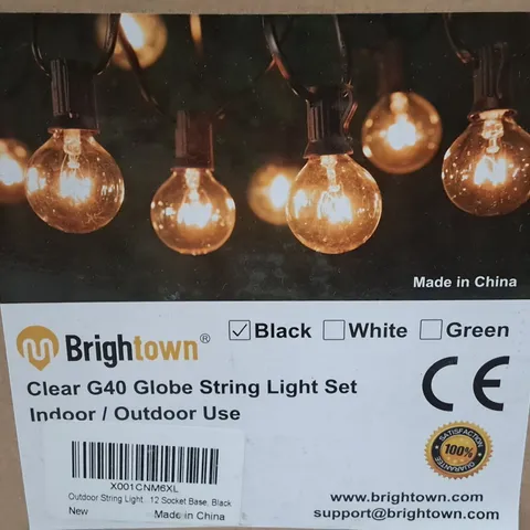 BRIGHT TOWN CLEAR G40 GLOBE STRING LIGHT SET - BLACK