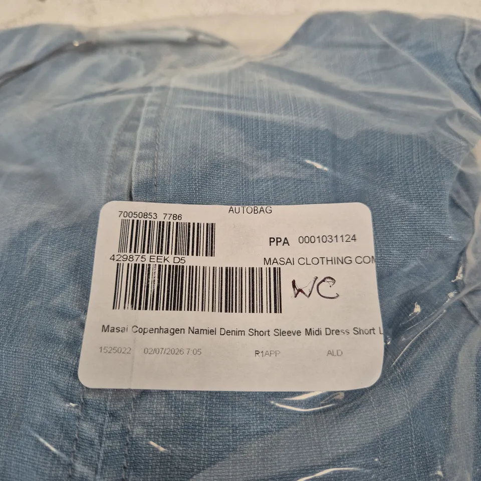 MASAI COPENHAGEN NAMIEL DENIM SHORT SLEEVE MIDI DRESS – DENIM BLUE – UK XXL