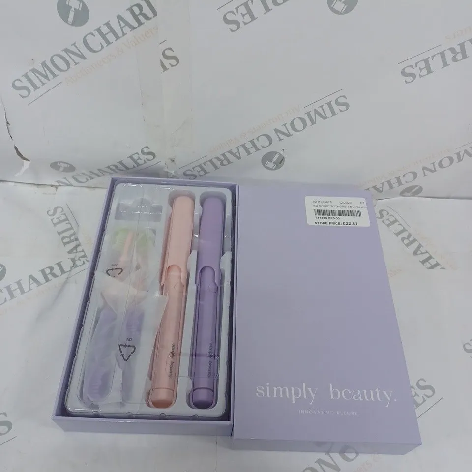 SIMPLY BEAUTY SIMPLY SMILE SONIC TOOTHBRUSH DUO WITH 4 BRUSH HEADS
