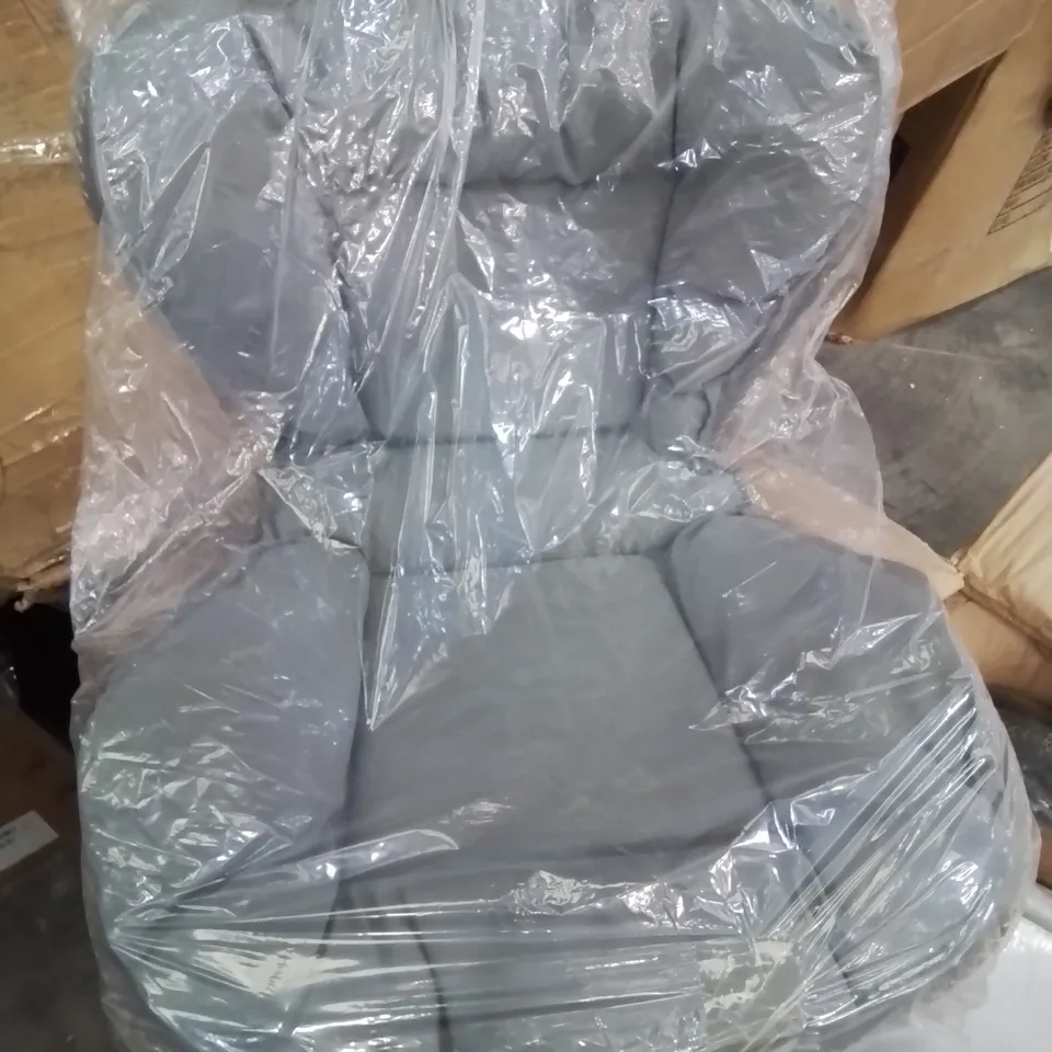 A BOXED PAIR OF SOFT CUSHION UPHOLSTERED GREY DINING STOOLS