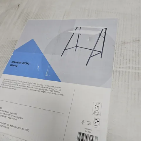 BOXED MANERA MATT WHITE TWO SHELF DESK