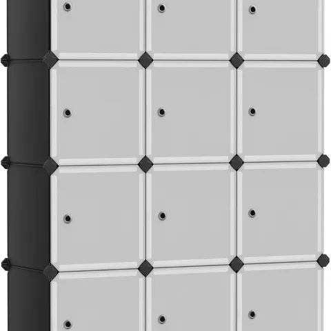 BOXED SONGMICS 12-CUBE STORAGE UNIT, SHOE RACK - BLACK/WHITE
