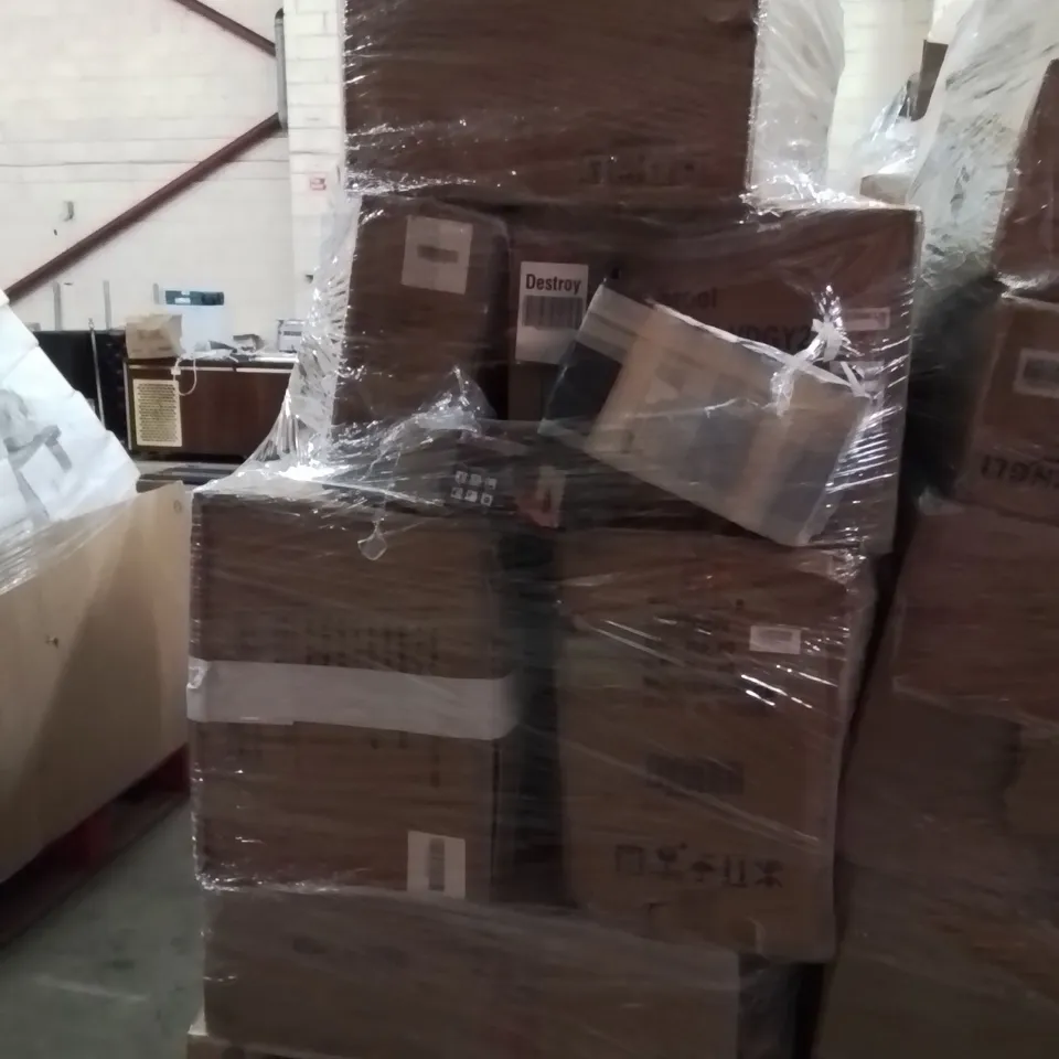 PALLET OF ASSORTED HOUSEHOLD GOODS AND PRODUCTS TO INCLUDE;CAULKING GUN,HEATED SOCKS,BAR STOOL