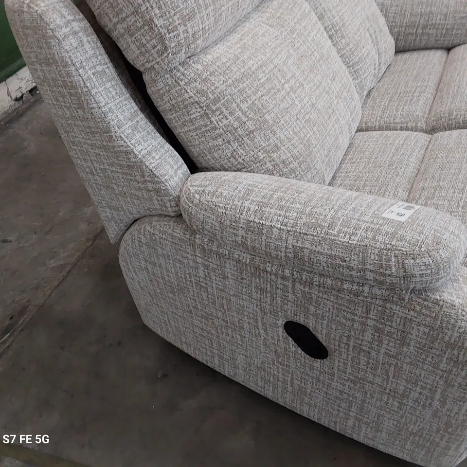 QUALITY BRITISH DESIGNER G PLAN KINGSBURY MANUAL RECLINING TWO SEATER SOFA SHORE OATMEAL FABRIC 