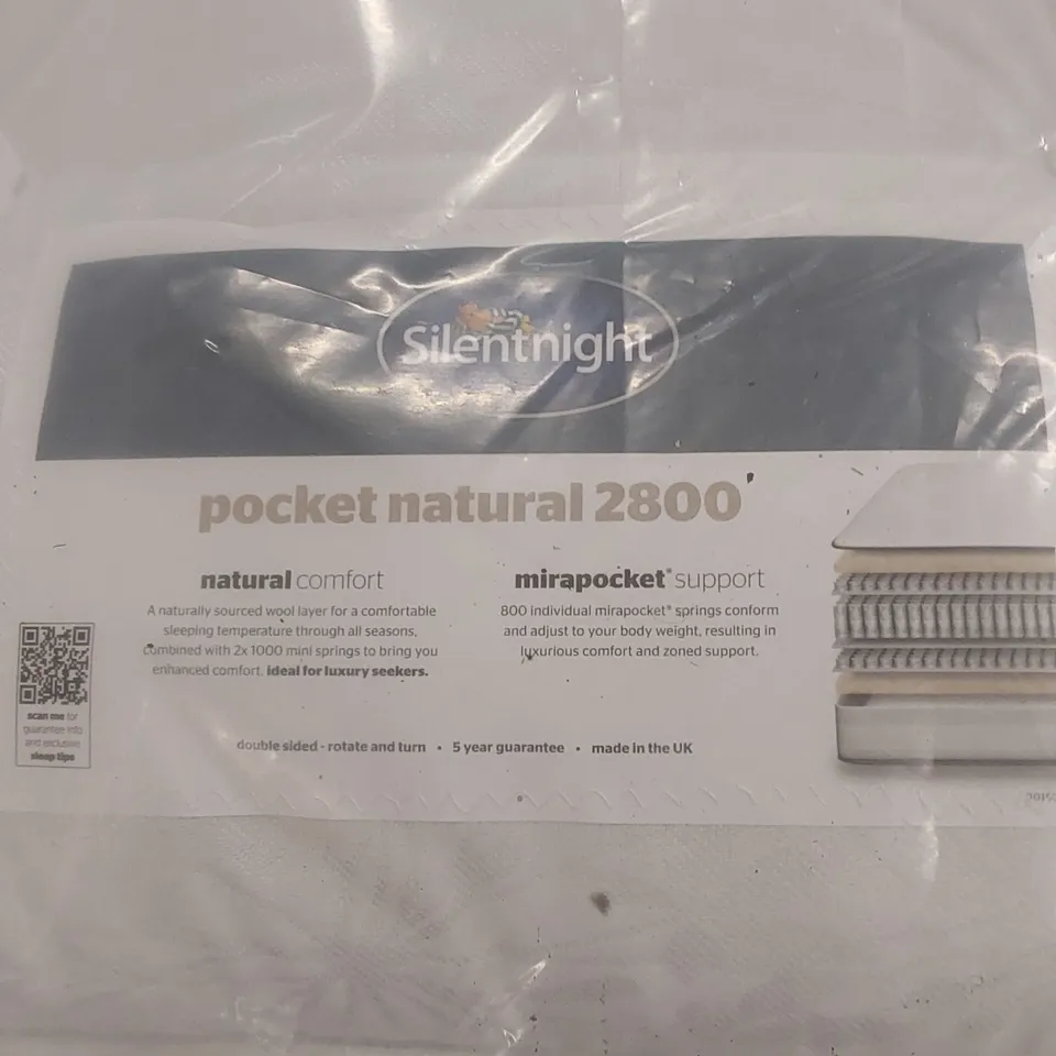QUALITY BAGGED SILENTNIGHT 5' KING SIZE POCKET NATURAL 2800 MATTRESS 