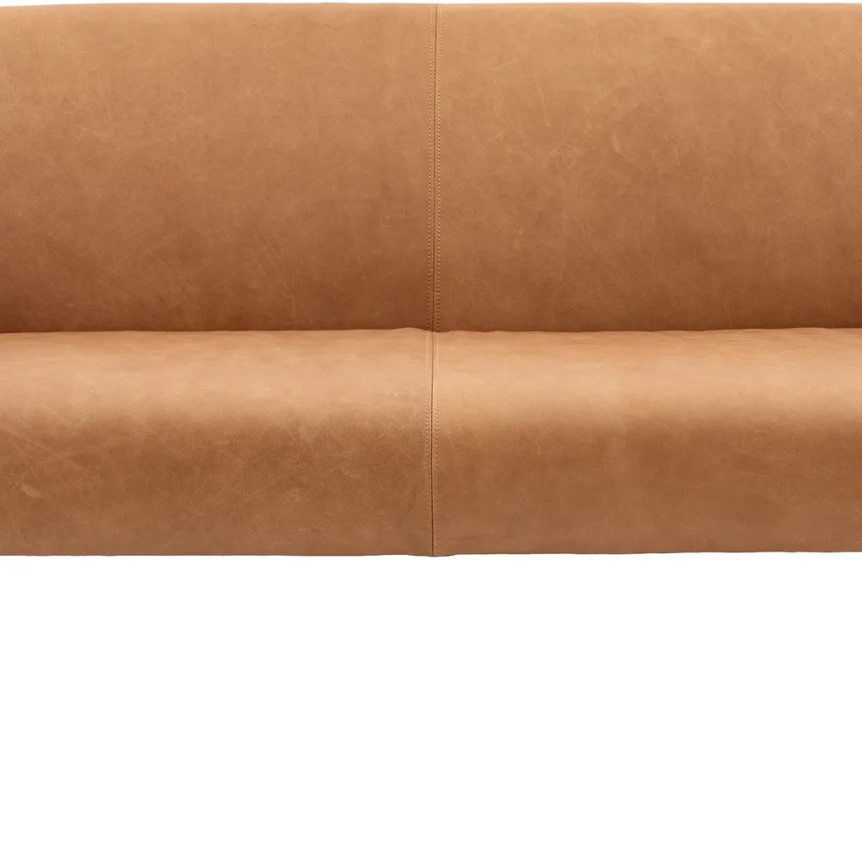 BOXED GALLERY DIRECT STRATFORD 2 SEATER SOFA BROWN LEATHER