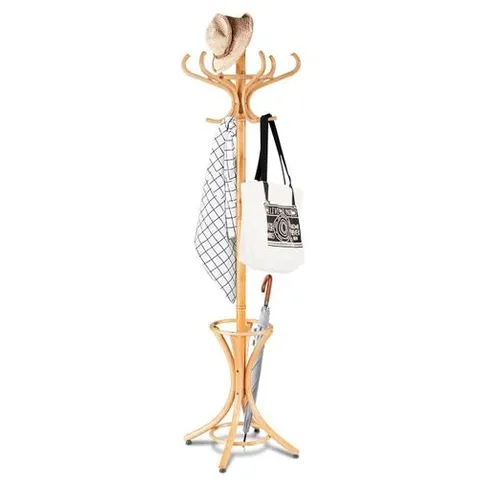 BOXED COSTWAY WOOD FREESTANDING 12-HOOK COAT RACK (1 BOX)