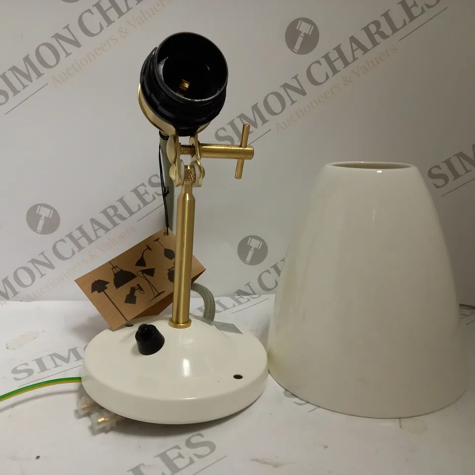 HECTOR 30 WALL LIGHT, SWITCHED SATIN BRASS WITH GREY BRAIDED CABLE 